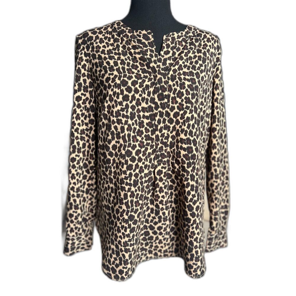 Talbots Popover Leopard/ Animal Print Blouse in S - Picture 2 of 7
